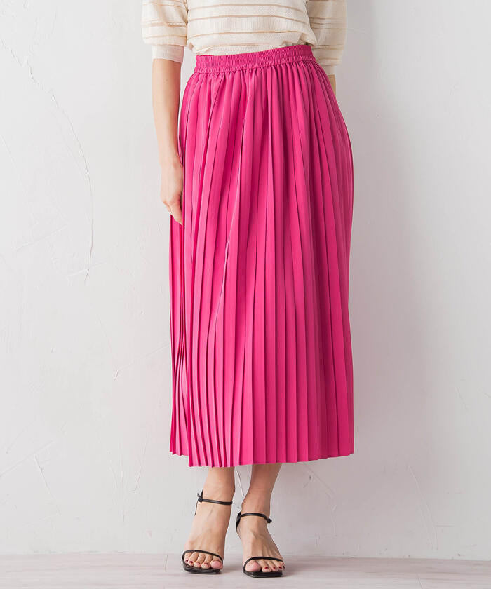 Viaggio Blu 【Viaggio Blu】 Floral Stretch Deshin Pleated Skirt