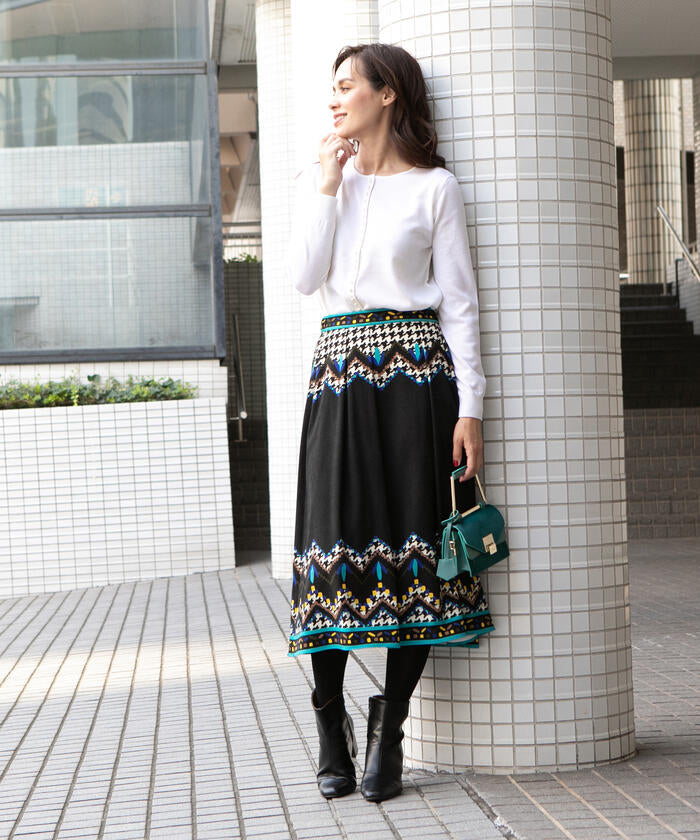 Viaggio Blu 【Viaggio Blu】Chidori Print Skirt