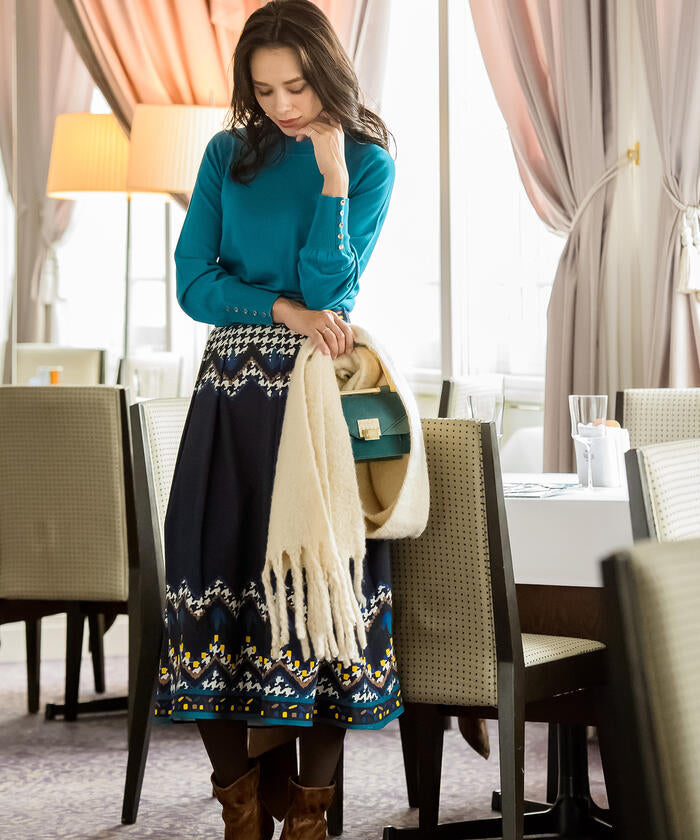 Viaggio Blu 【Viaggio Blu】Chidori Print Skirt