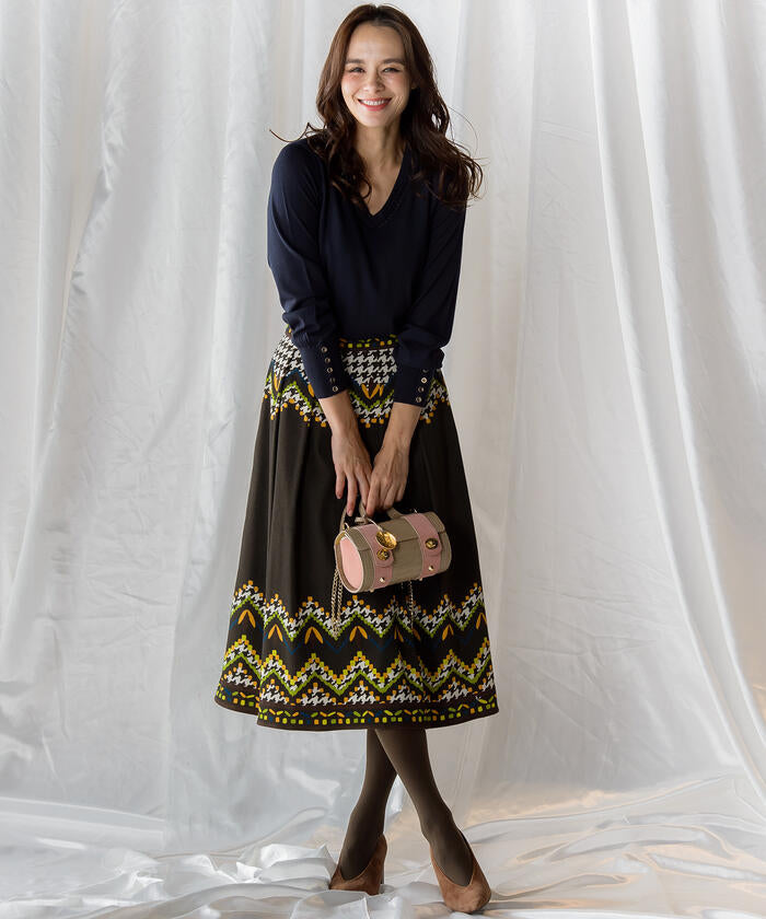 Viaggio Blu 【Viaggio Blu】Chidori Print Skirt