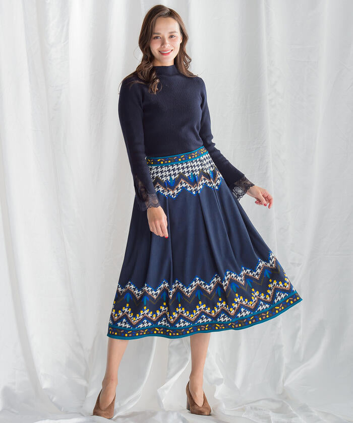 Viaggio Blu 【Viaggio Blu】Chidori Print Skirt