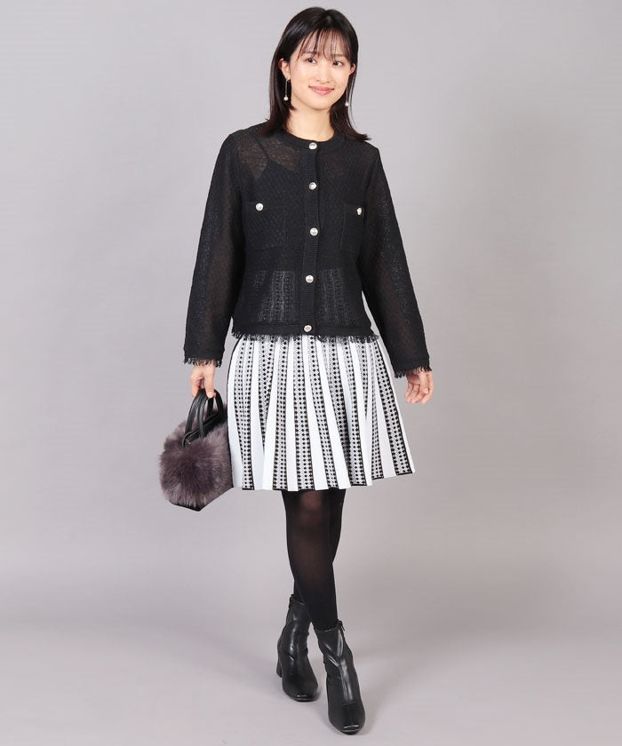 Viaggio Blu ～FABRIZIO GIOVANNONI～ Jacquard Pleated Knit Flare Skirt