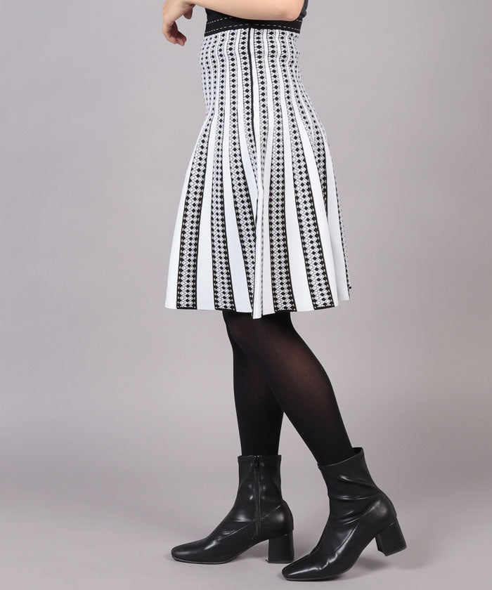 Viaggio Blu ～FABRIZIO GIOVANNONI～ Jacquard Pleated Knit Flare Skirt