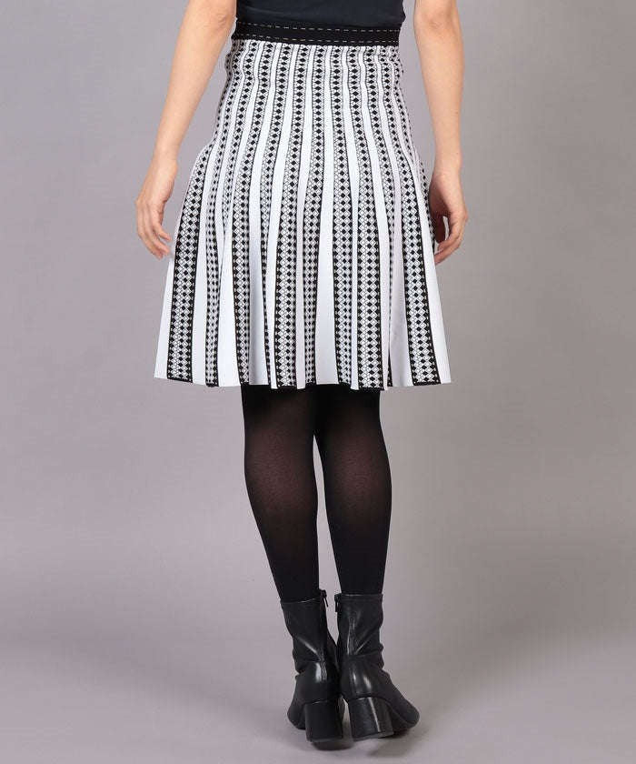 Viaggio Blu ～FABRIZIO GIOVANNONI～ Jacquard Pleated Knit Flare Skirt