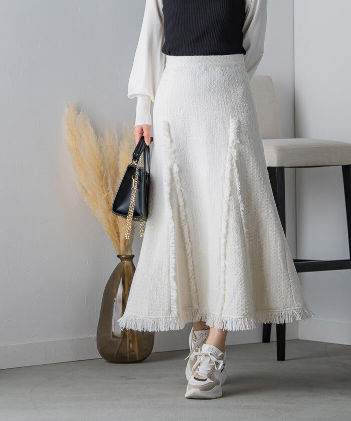 VICKY VICKY Fringe Tweed Skirt
