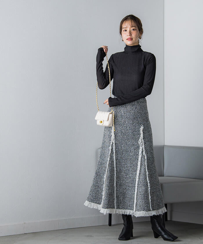 VICKY VICKY Fringe Tweed Skirt