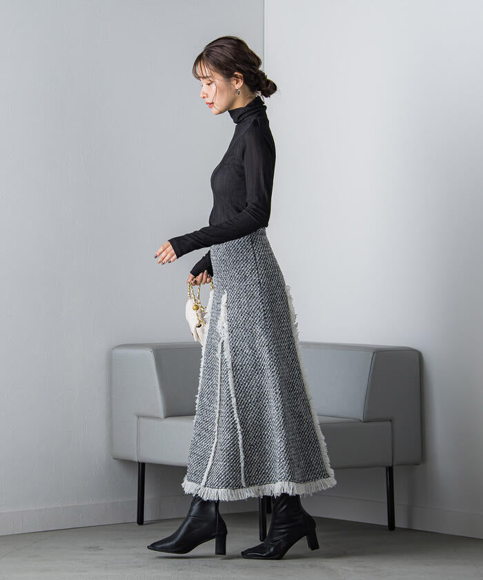 VICKY VICKY Fringe Tweed Skirt