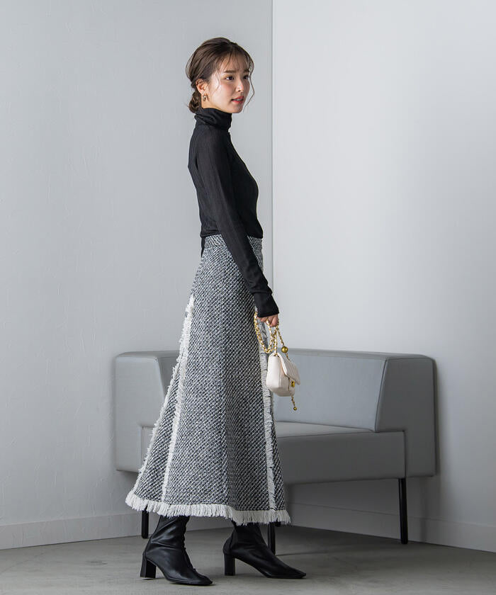 VICKY VICKY Fringe Tweed Skirt