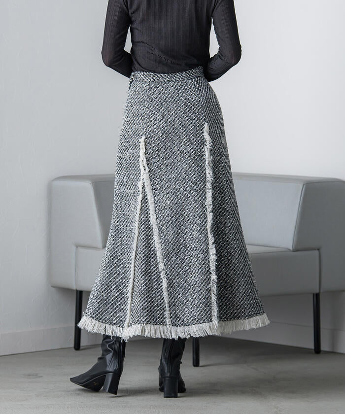 VICKY VICKY Fringe Tweed Skirt