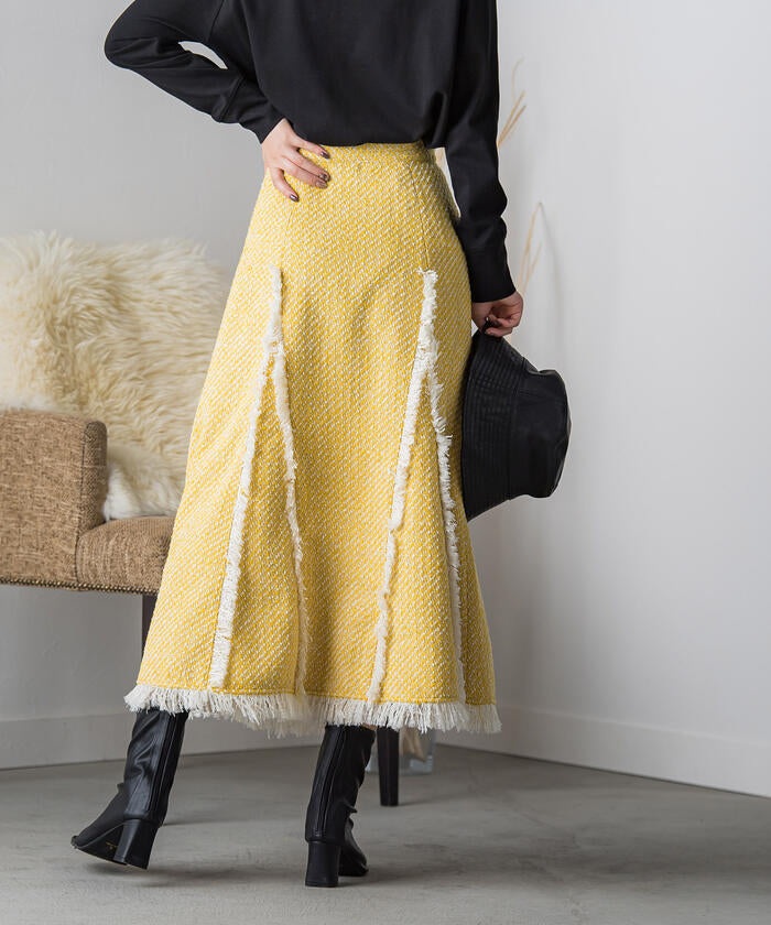 VICKY VICKY Fringe Tweed Skirt