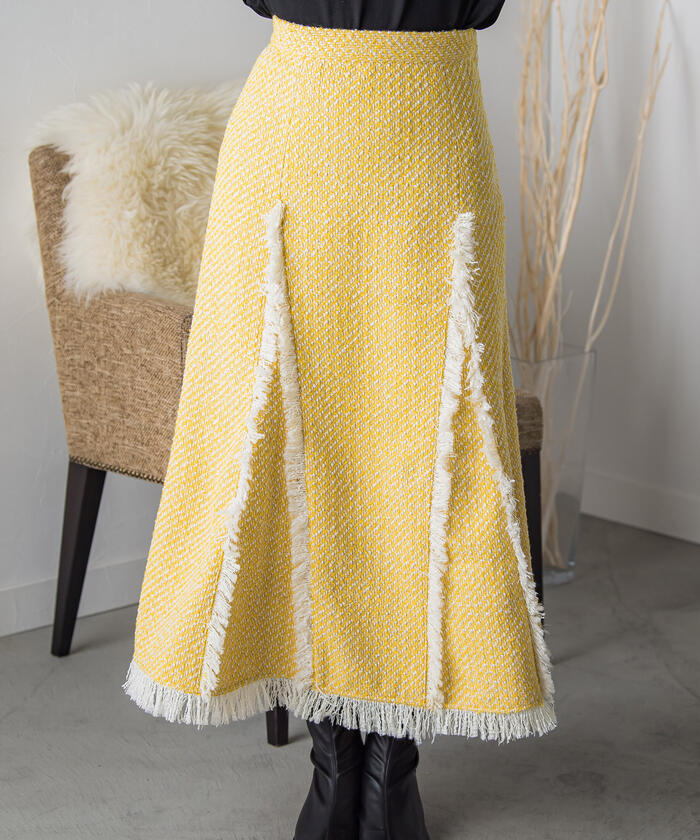 VICKY VICKY Fringe Tweed Skirt