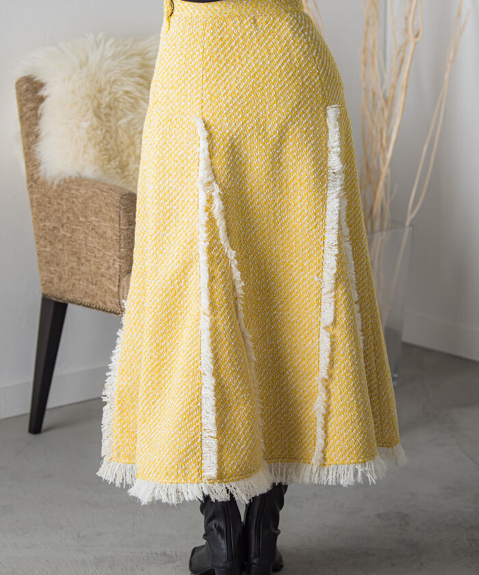 VICKY VICKY Fringe Tweed Skirt