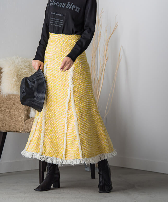 VICKY VICKY Fringe Tweed Skirt