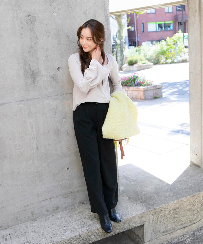 VICKY 【VICKY】 Hand Washable Flare Sleeve Velour Pullover