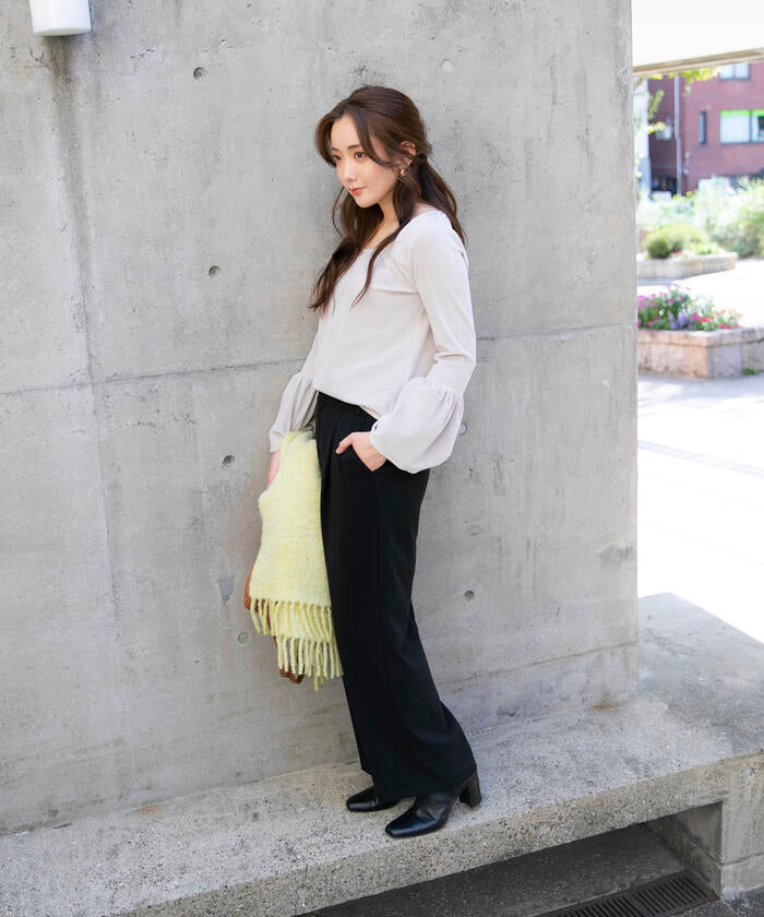 VICKY 【VICKY】 Hand Washable Flare Sleeve Velour Pullover