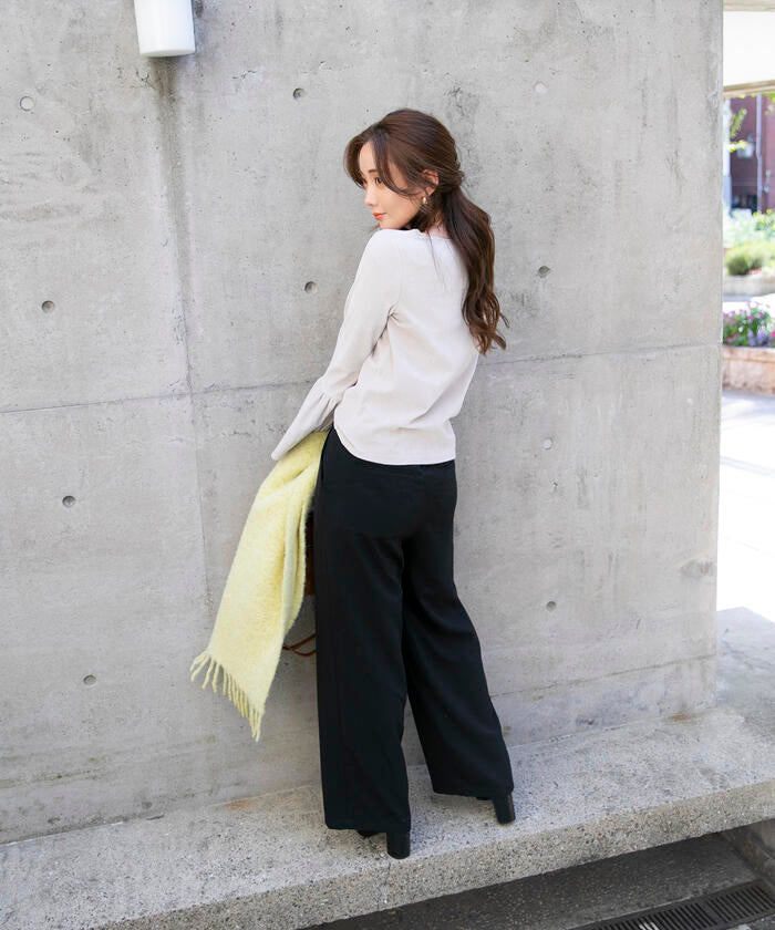 VICKY 【VICKY】 Hand Washable Flare Sleeve Velour Pullover