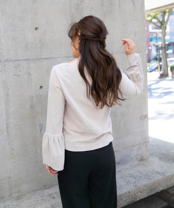 VICKY 【VICKY】 Hand Washable Flare Sleeve Velour Pullover