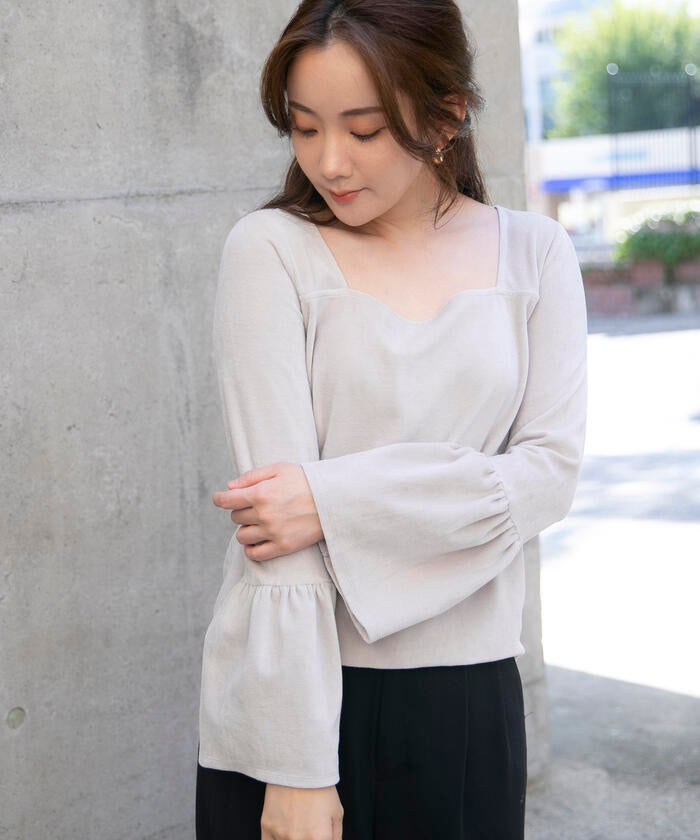 VICKY 【VICKY】 Hand Washable Flare Sleeve Velour Pullover
