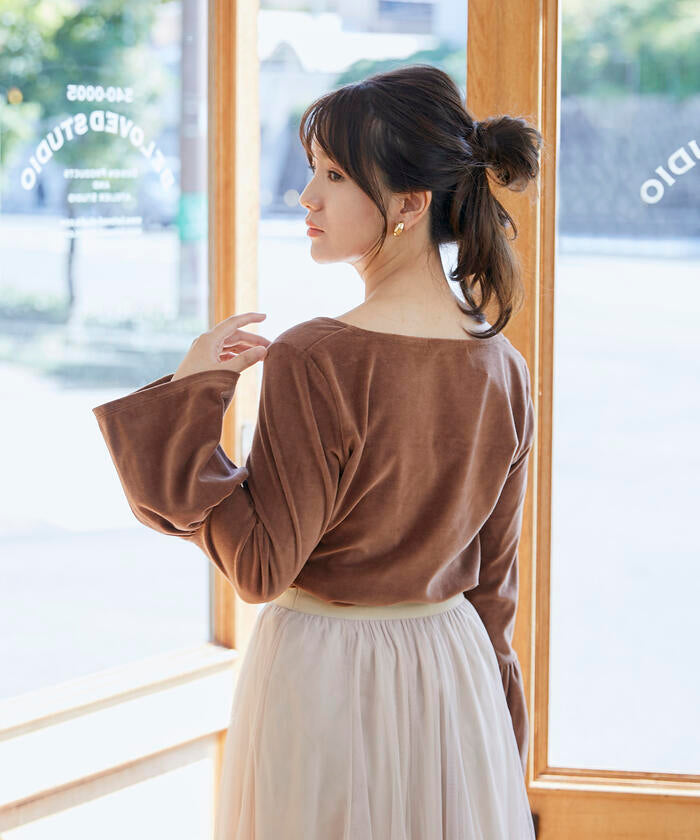 VICKY 【VICKY】 Hand Washable Flare Sleeve Velour Pullover