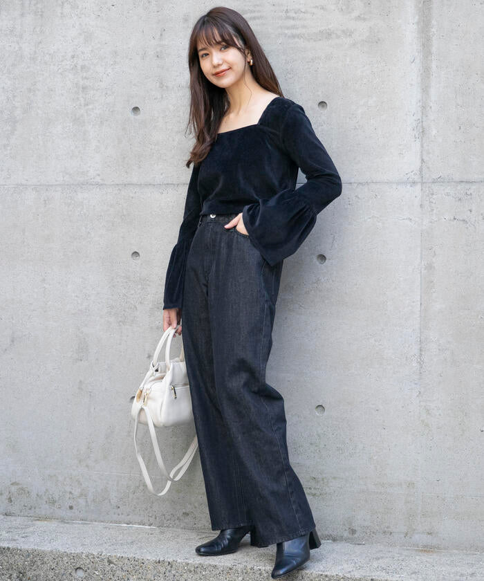 VICKY 【VICKY】 Hand Washable Flare Sleeve Velour Pullover