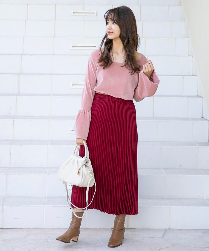 VICKY 【VICKY】 Hand Washable Flare Sleeve Velour Pullover