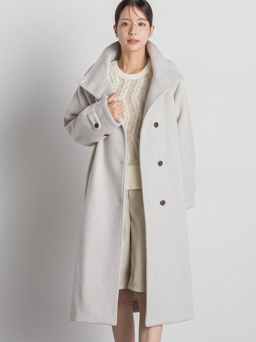 VICKY Airy Woolish Stand Collar Coat ≪Hand Washable≫