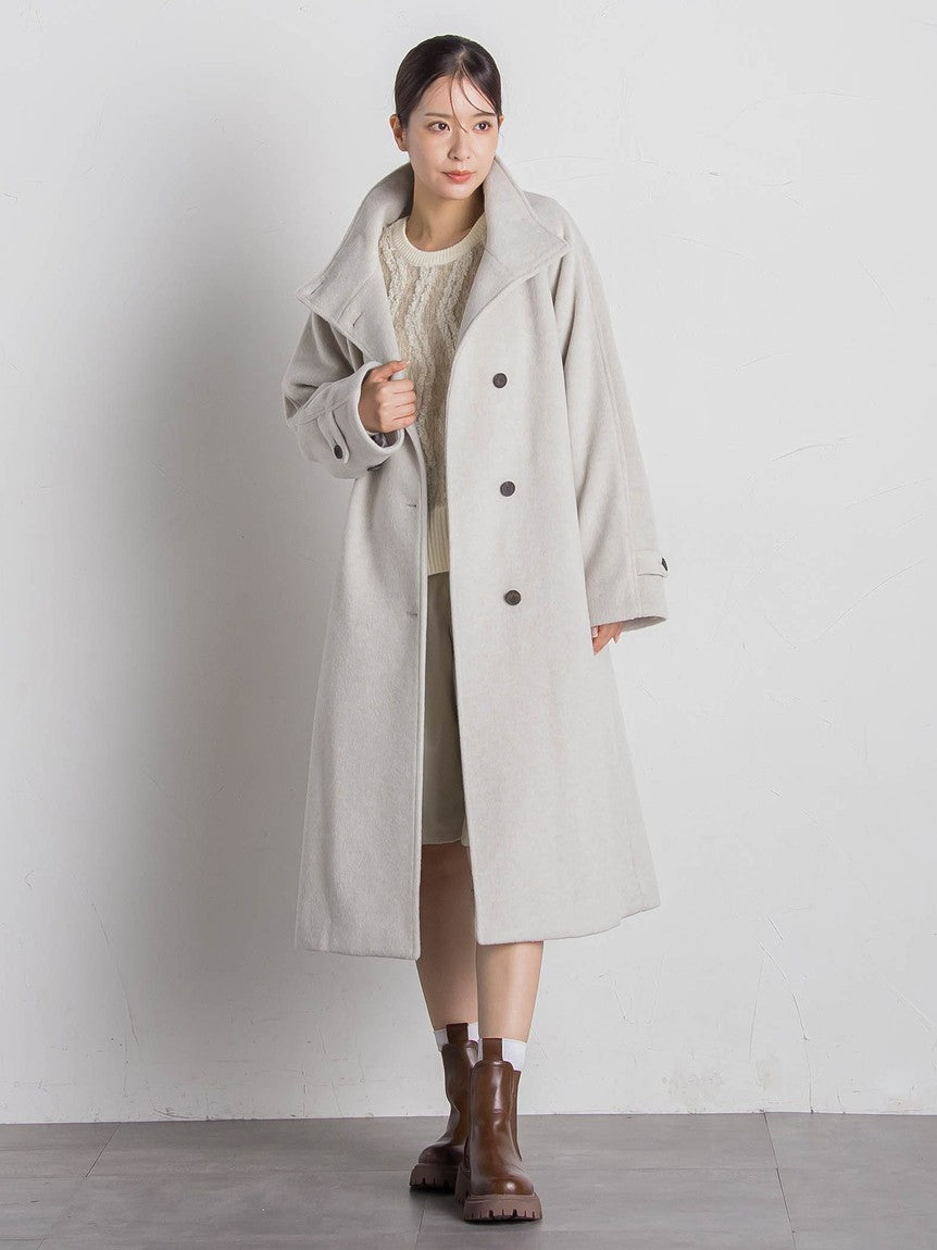 VICKY Airy Woolish Stand Collar Coat ≪Hand Washable≫