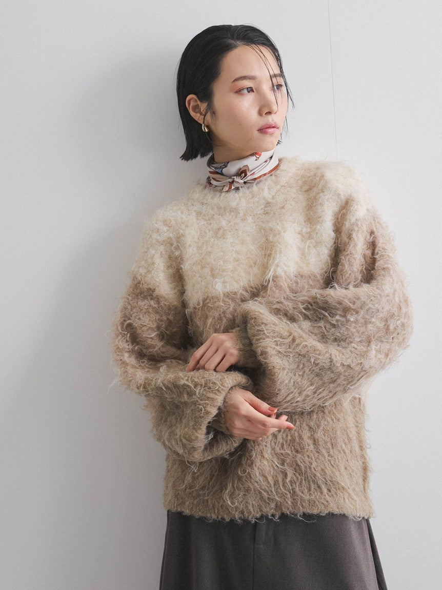 VICKY Panel Border Shaggy Knit ≪Hand Washable≫