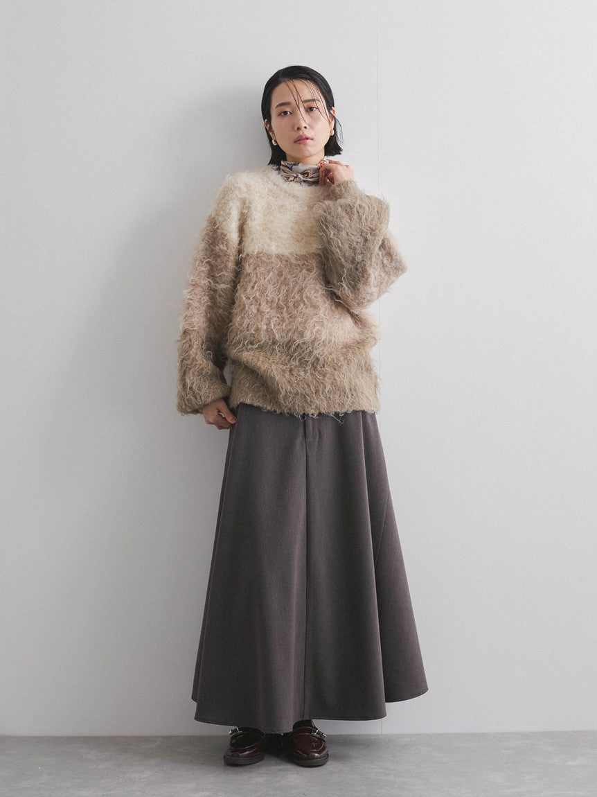 VICKY Panel Border Shaggy Knit ≪Hand Washable≫