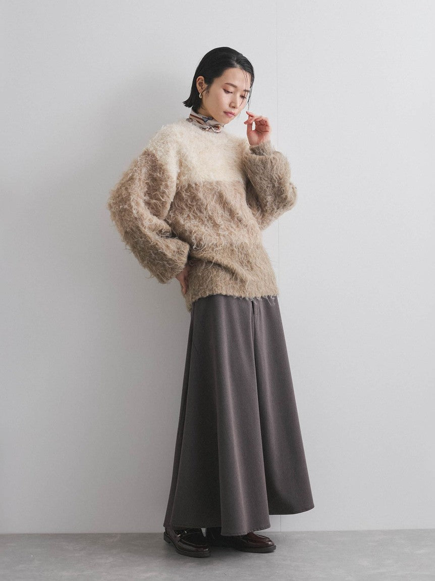 VICKY Panel Border Shaggy Knit ≪Hand Washable≫