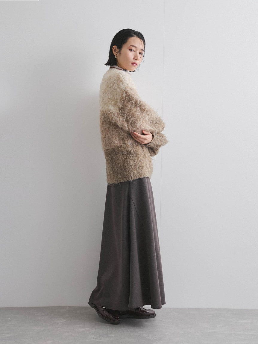 VICKY Panel Border Shaggy Knit ≪Hand Washable≫