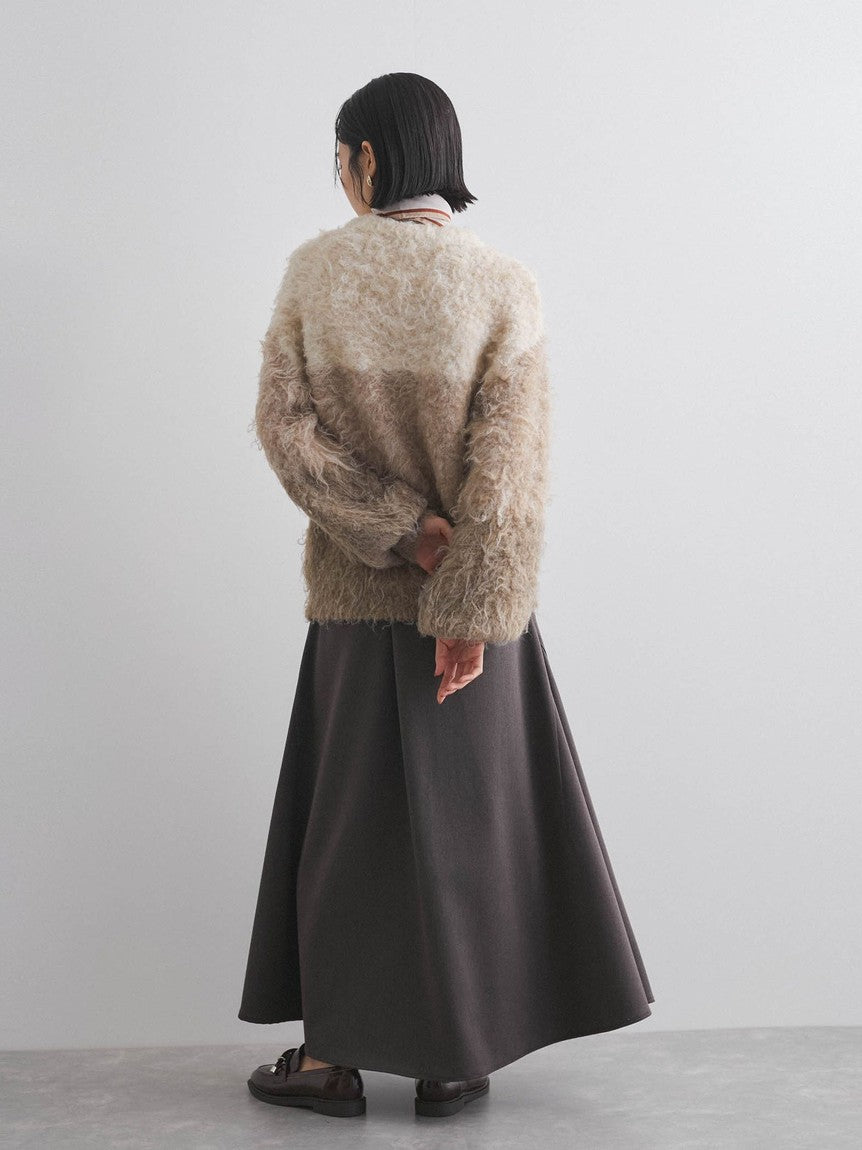 VICKY Panel Border Shaggy Knit ≪Hand Washable≫