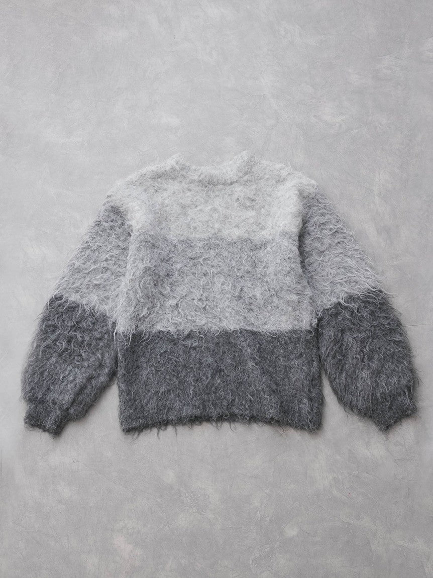 VICKY Panel Border Shaggy Knit ≪Hand Washable≫