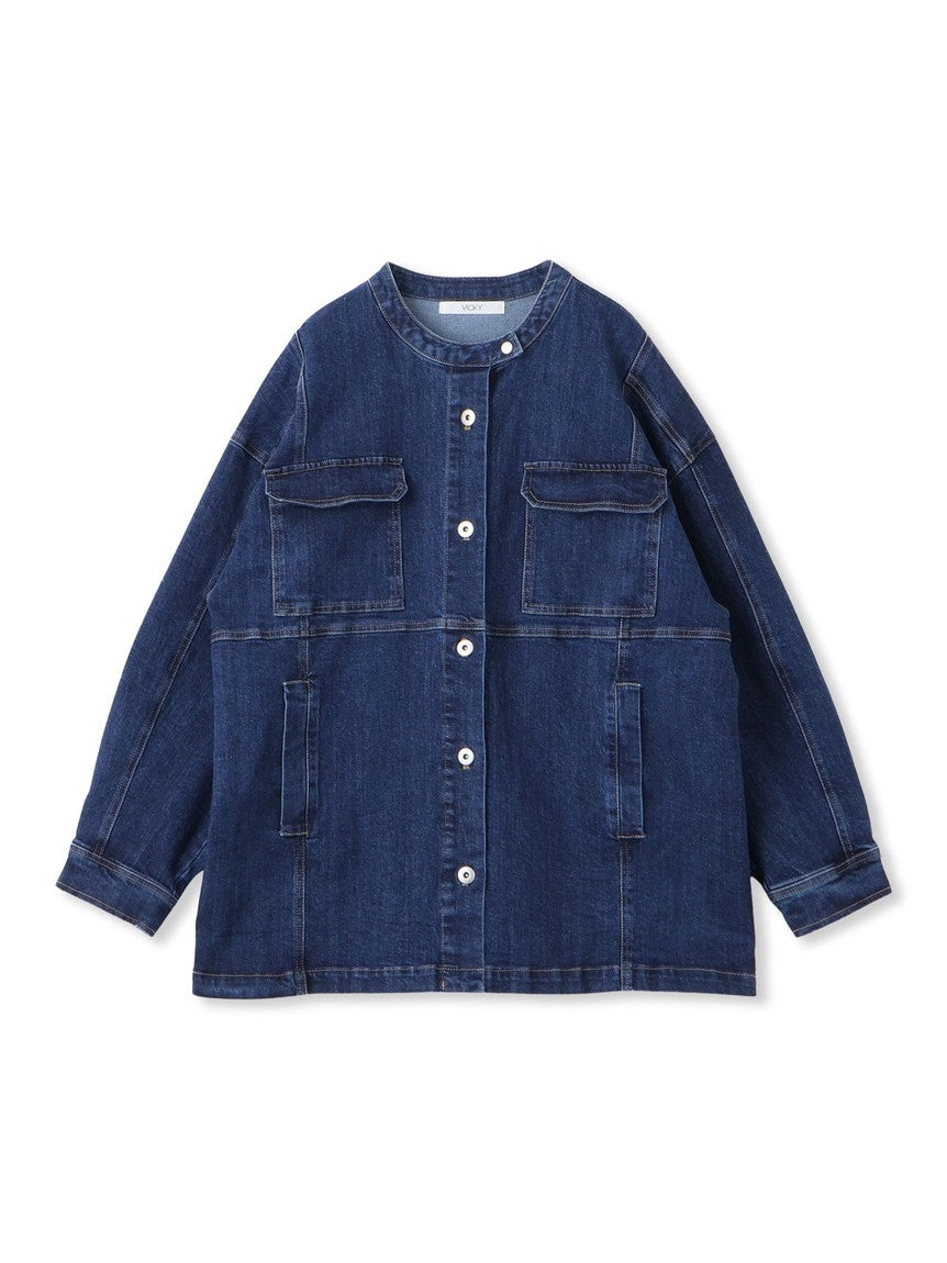 ビッキー VICKY ストレッチデニムチュニックジャケット≪手洗い可能≫ （ネイビー） ネイビー