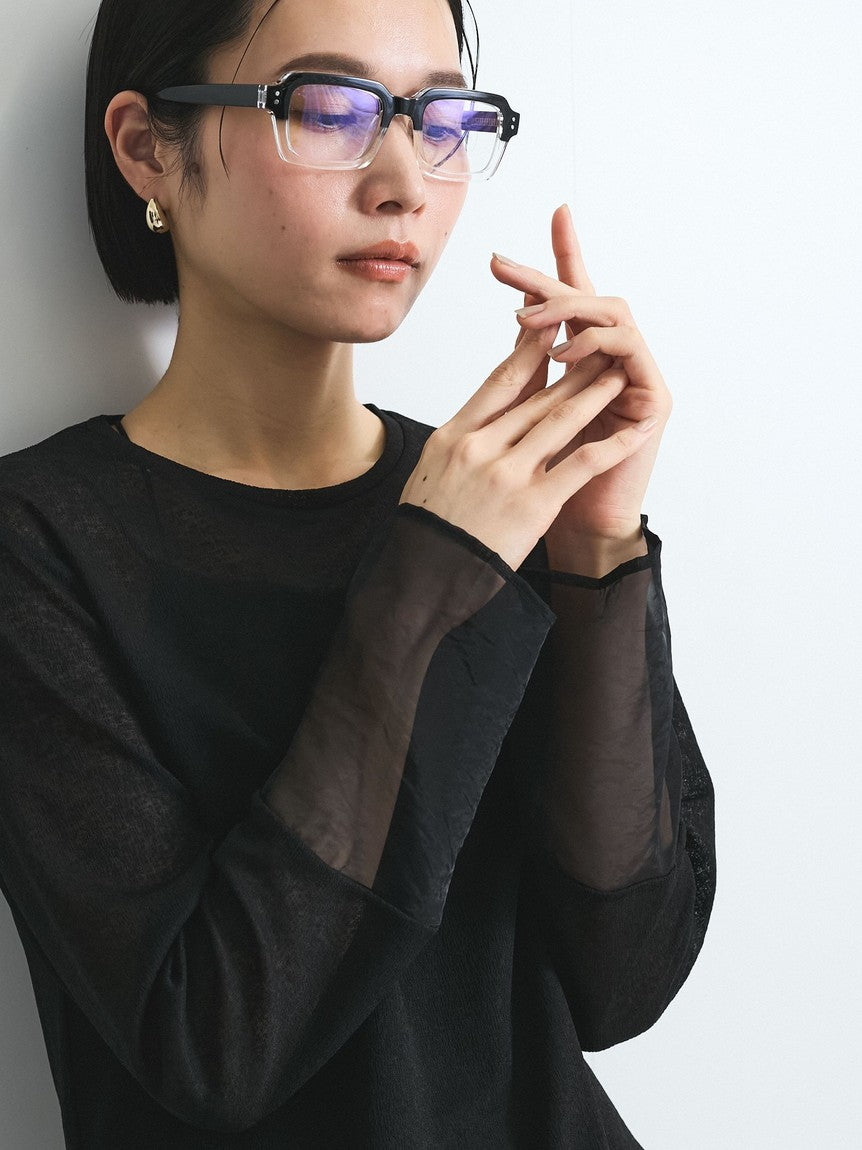 ビッキー VICKY 袖シアーカットソートップス≪手洗い可能≫ （ブラック） ブラック