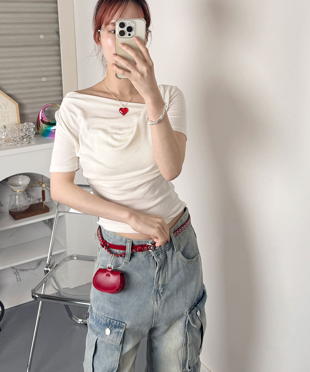 ビビッドレディ VIVIDLADY ドレープリブTシャツ 半袖 （ホワイト） ホワイト