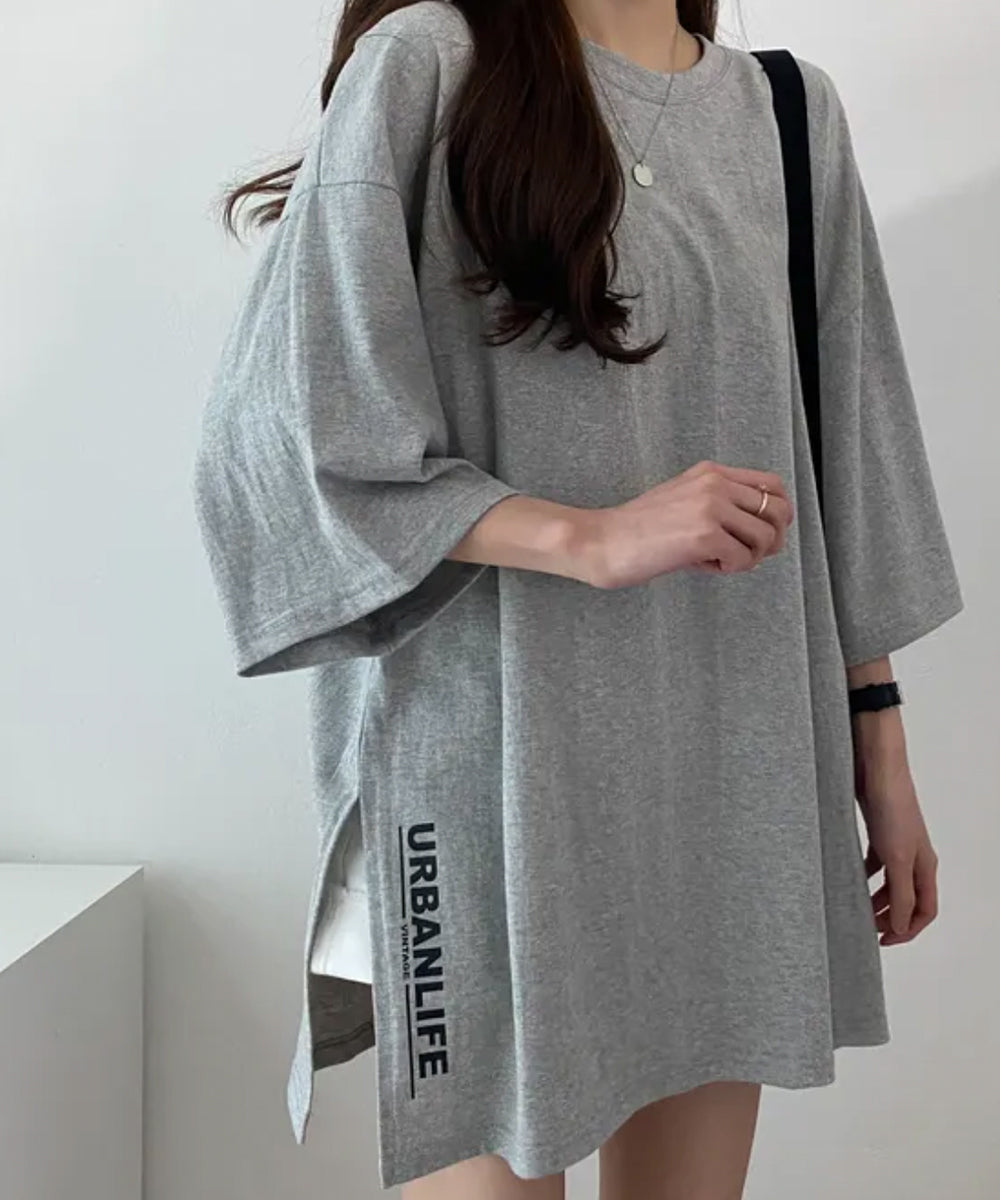 ビビッドレディ VIVIDLADY チュニック ロングTシャツ 半袖 （グレー） グレー