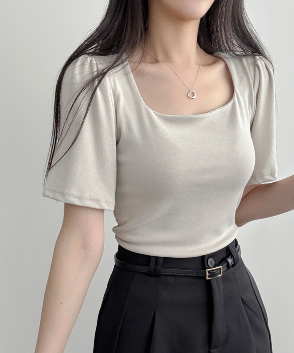 ビビッドレディ VIVIDLADY ショルダーギャザー 半袖Tシャツ （ベージュ） ベージュ