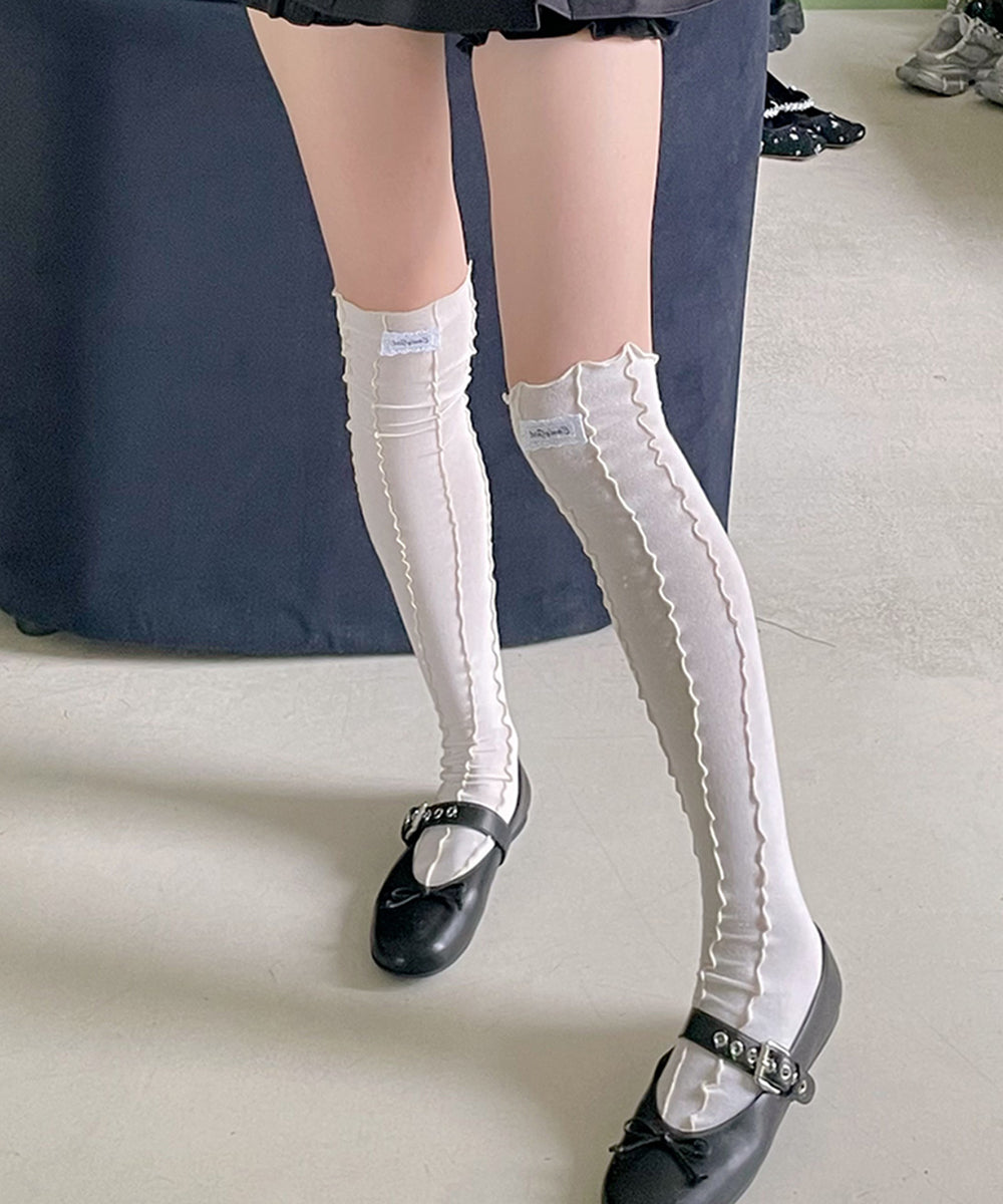 ビビッドレディ VIVIDLADY 配色 メロウ ロングソックス （クリーム） クリーム