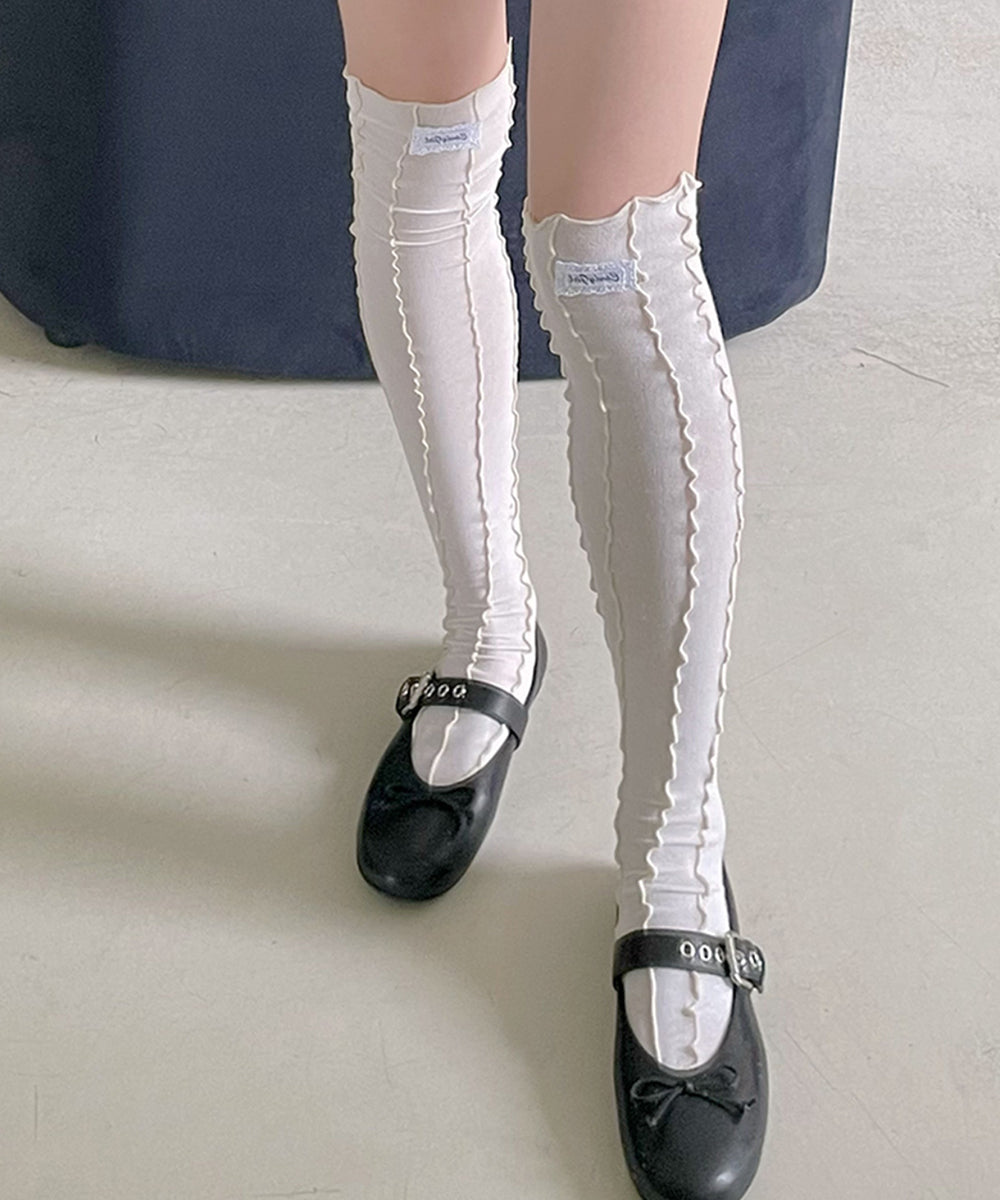 ビビッドレディ VIVIDLADY 配色 メロウ ロングソックス （クリーム） クリーム