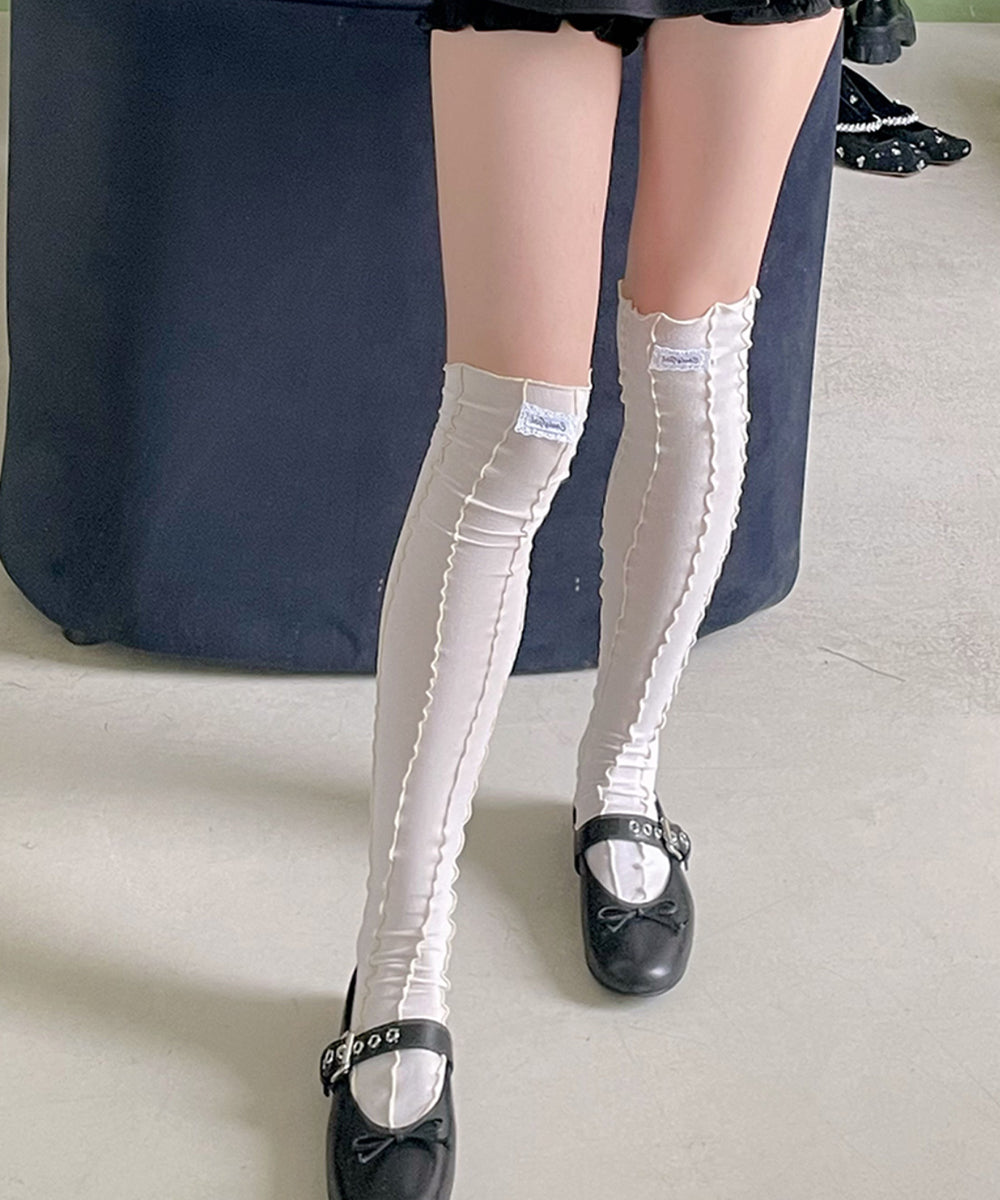 ビビッドレディ VIVIDLADY 配色 メロウ ロングソックス （クリーム） クリーム