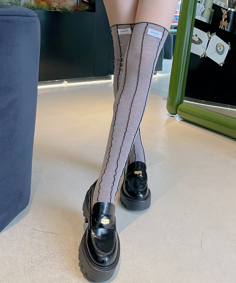 ビビッドレディ VIVIDLADY 配色 メロウ ロングソックス （グレー） グレー