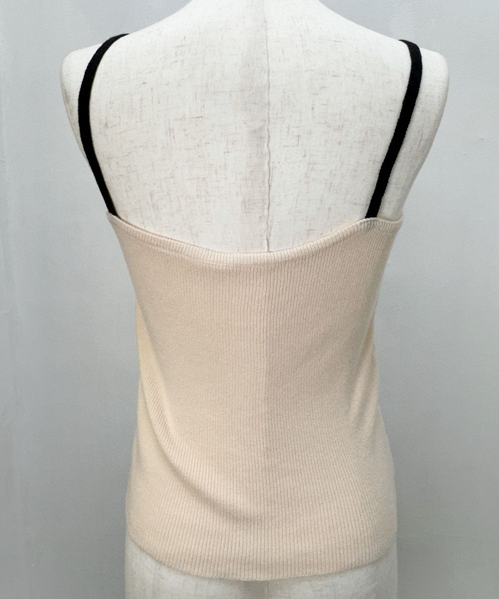 ビビッドレディ VIVIDLADY 2点セット リボン付きニット キャミソール ニットプルオーバー （クリーム） クリーム