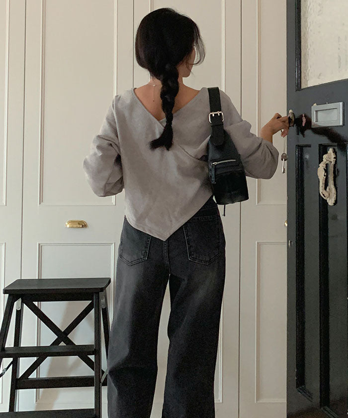 ビビッドレディ VIVIDLADY 春Ⅴネックショート丈トレーナー レディー （グレー） グレー