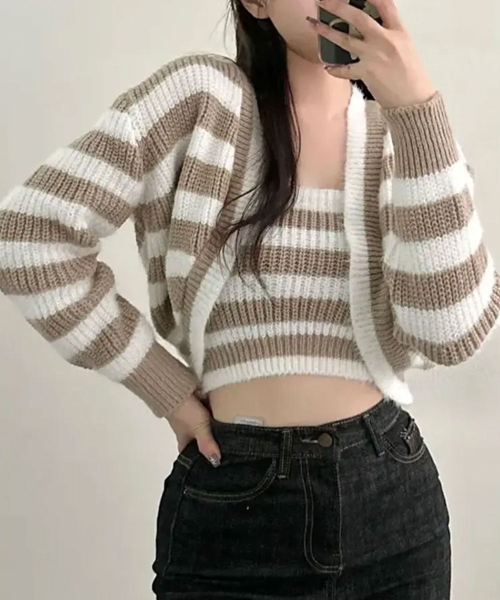 ビビッドレディ VIVIDLADY ニットセットアップ シアークロップド丈トップス （ベージュ） ベージュ