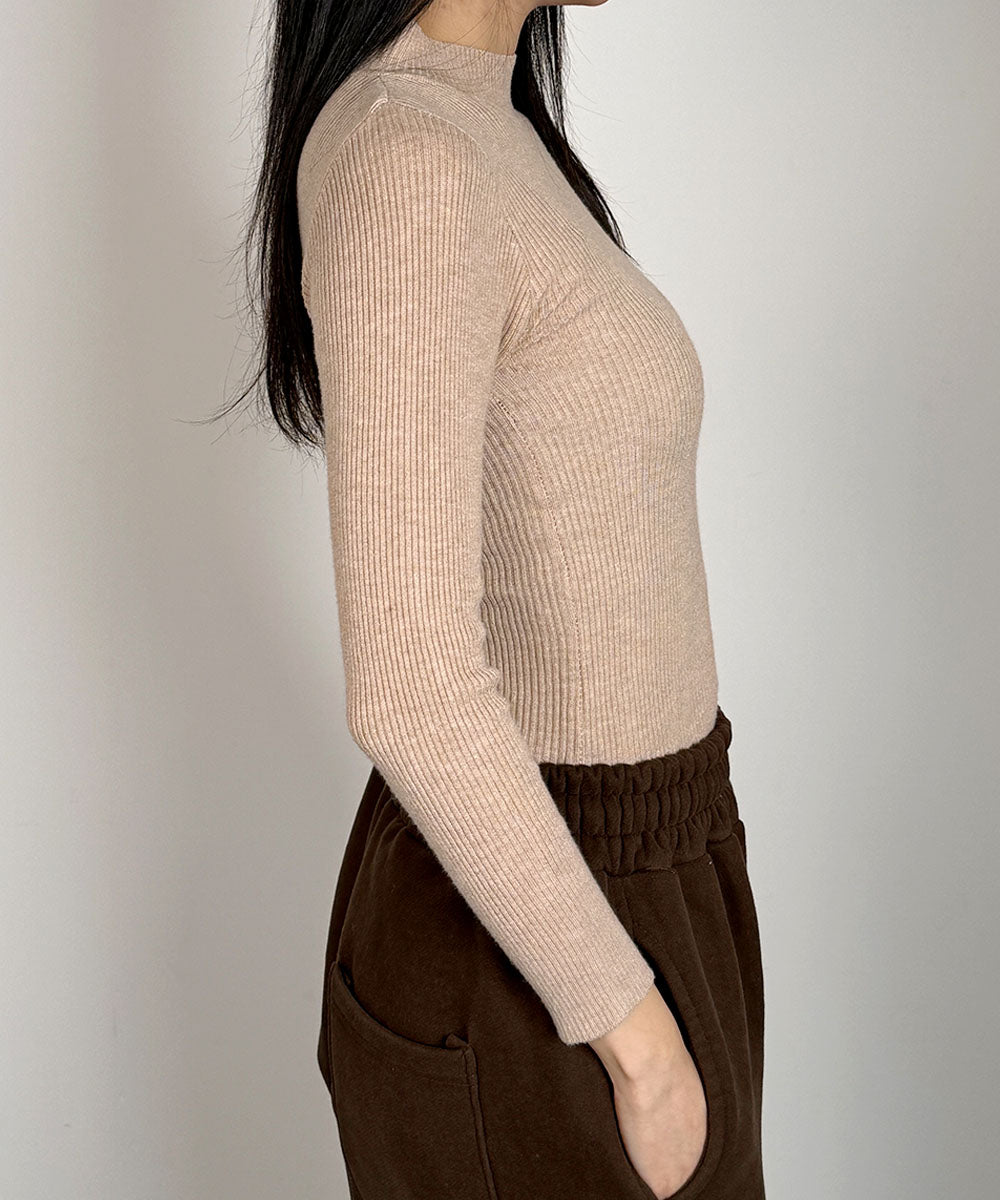 ビビッドレディ VIVIDLADY ボトルネック リブニット 長袖 ニットトップス ニット （ベージュ） ベージュ
