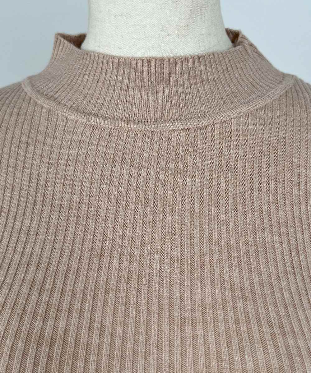 ビビッドレディ VIVIDLADY ボトルネック リブニット 長袖 ニットトップス ニット （ベージュ） ベージュ