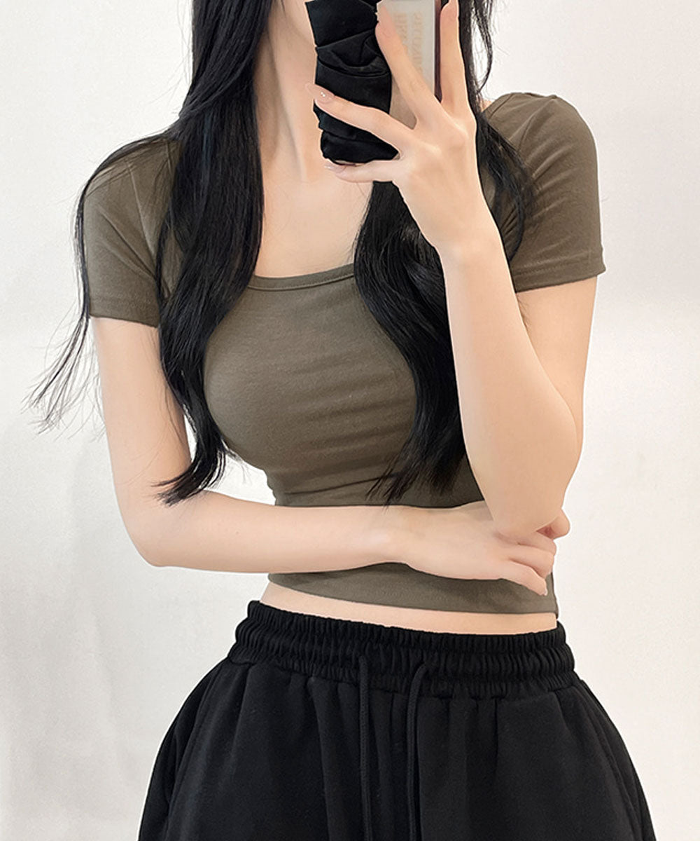 ビビッドレディ VIVIDLADY バックスリット コンパクトTシャツ （カーキ） カーキ