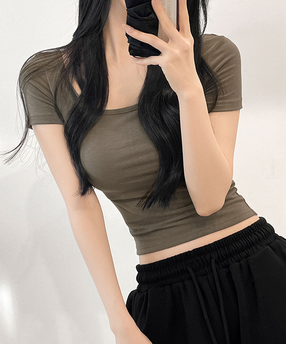 ビビッドレディ VIVIDLADY バックスリット コンパクトTシャツ （カーキ） カーキ