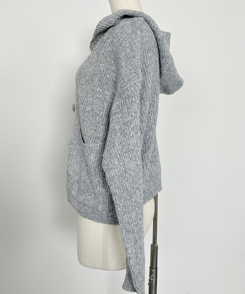 ビビッドレディ VIVIDLADY トグルボタン ニット 長袖 韓国ファッション レディース （グレー） グレー